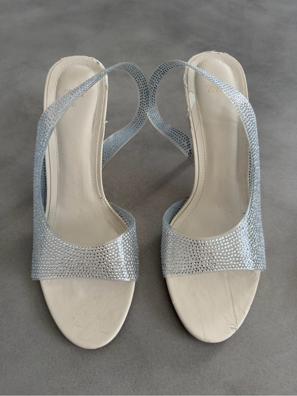 Zara Silver Slingback Evening Sandals